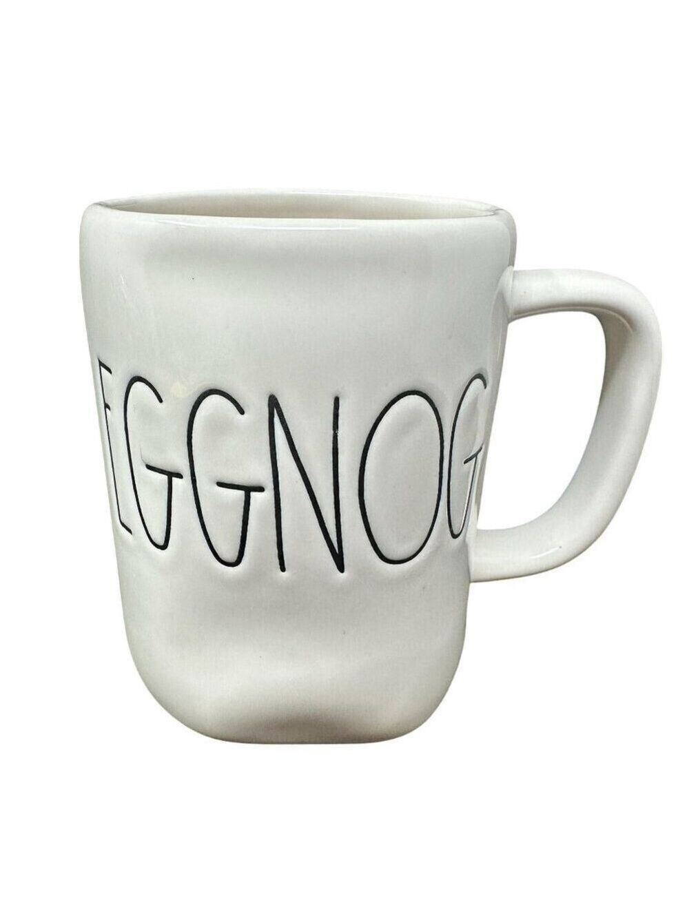 Rae Dunn Eggnog Mug Large Christmas White Ceramic Coffee Tea Cup 16oz Gift Decor